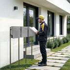Metzler Standbriefkasten Mehrfamilienhaus | 3er | mit austauschbarem Namensschild