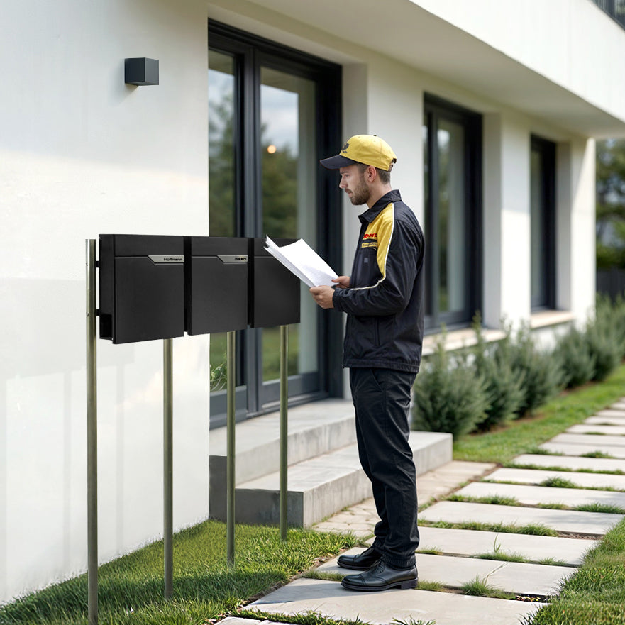 Metzler Standbriefkasten Mehrfamilienhaus | 3er | personalisiert mit Gravur