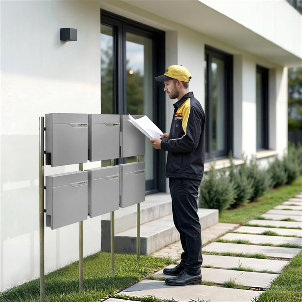 Metzler Standbriefkasten Mehrfamilienhaus | 6er | personalisiert mit Gravur