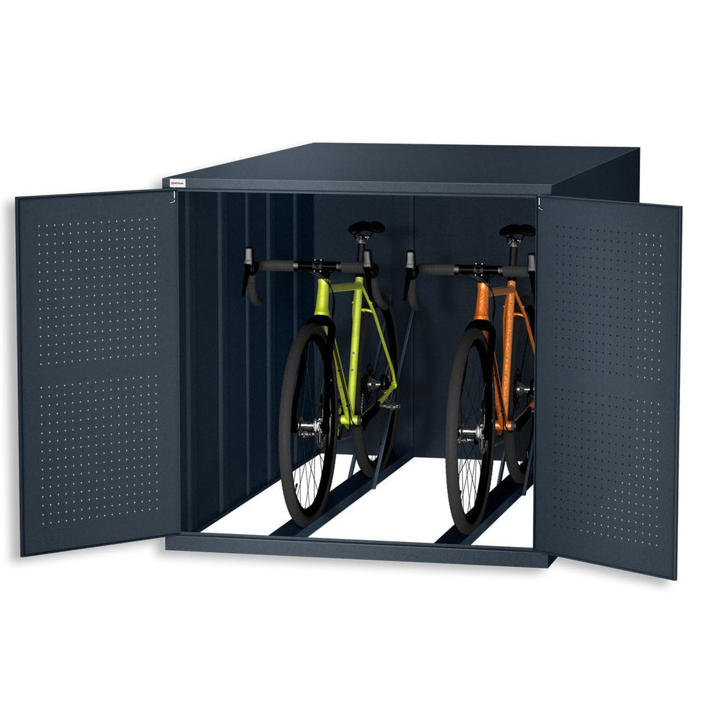 Metzler Fahrradgarage | Fahrradbox für zwei Fahrräder mit Führungsschienen | Anthrazit