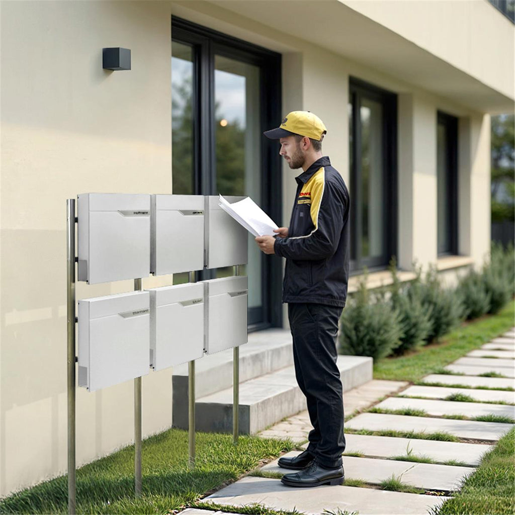 Metzler Standbriefkasten Mehrfamilienhaus | 6er | personalisiert mit Gravur