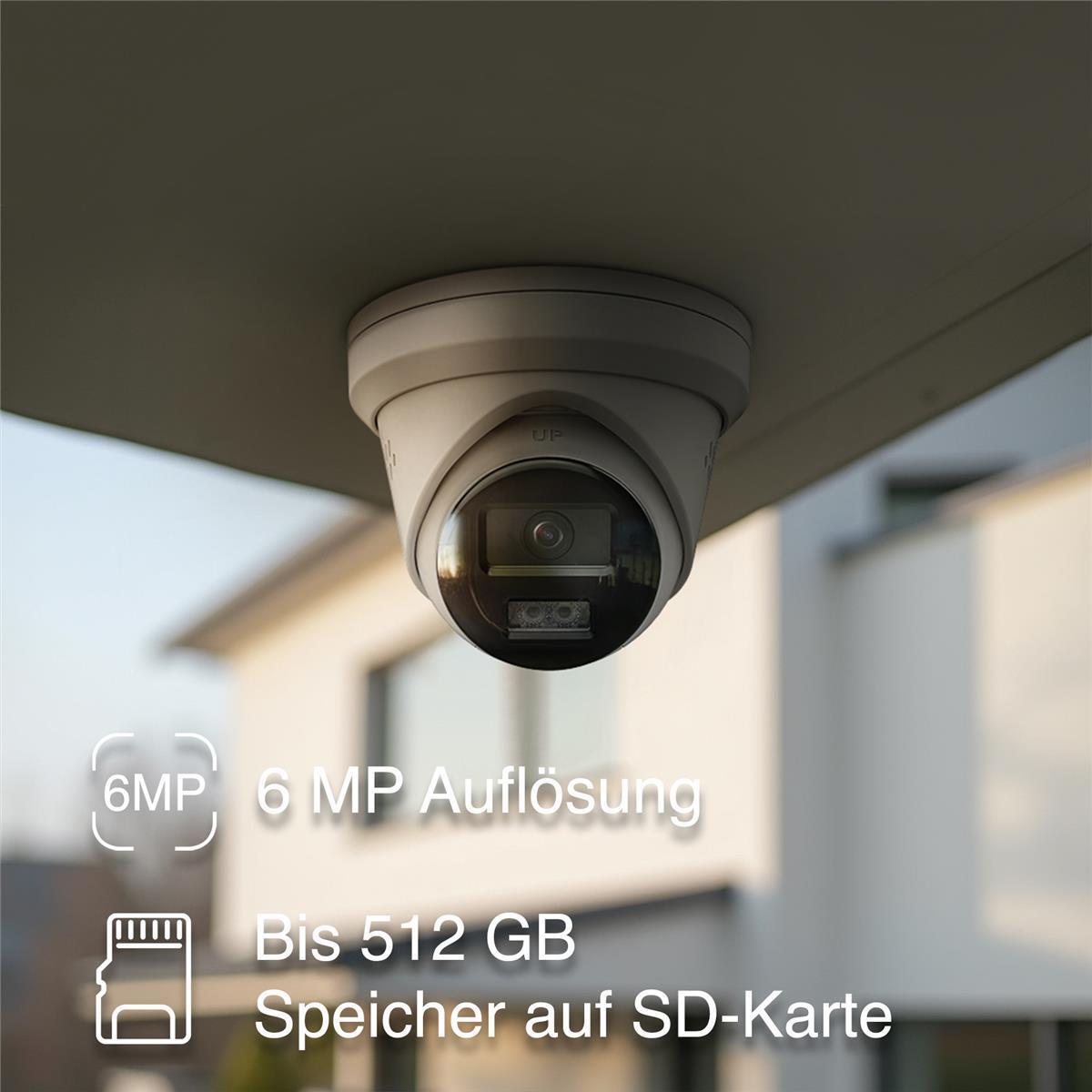 HiLook by HIKVISION 4K Überwachungskamera-Set | 4* 4K Turret Kamera | Smart Hybrid Light | NVR 8-CH | 2 TB HDD | Smartphone App