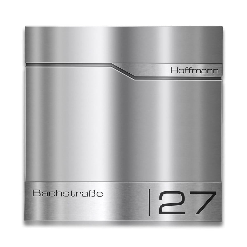Metzler Briefkasten mit Sichtfenster | Personalisiert mit Gravur | Edelstahl-Namensschild | Siebert SF