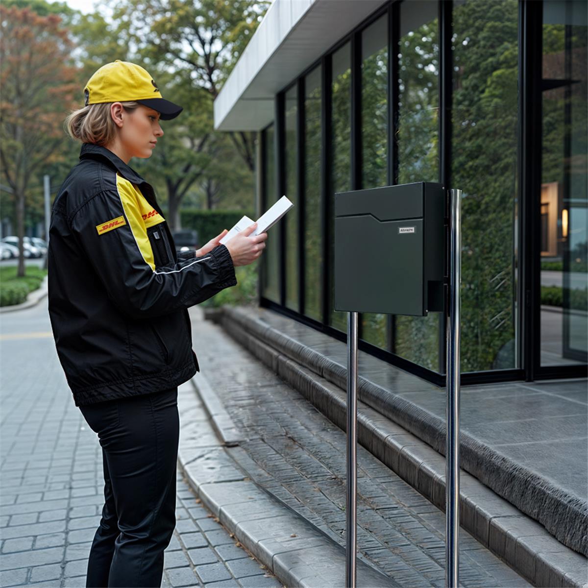 Metzler Standbriefkasten aus hochwertigem Stahl | Namensschild mit Papiereinleger | Hoffmann