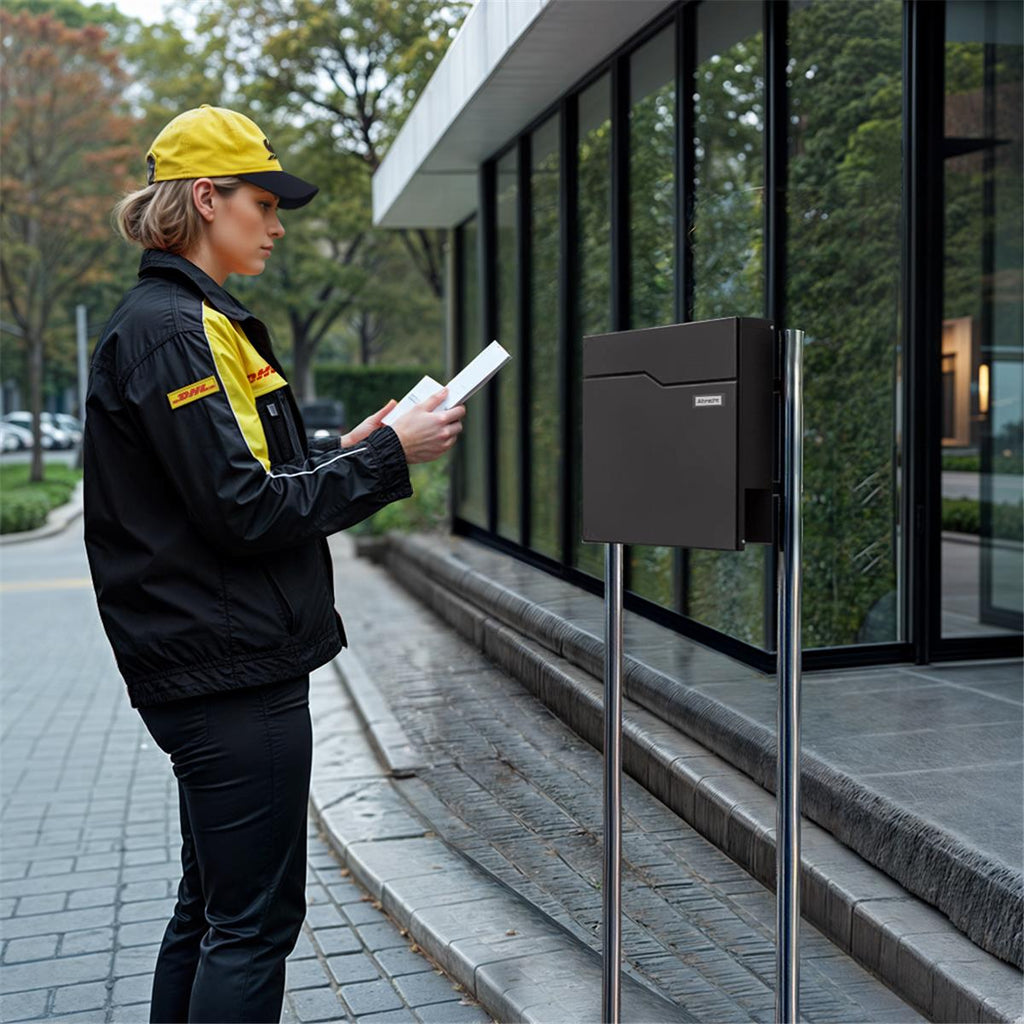 Metzler Standbriefkasten aus hochwertigem Stahl | Namensschild mit Papiereinleger | Hoffmann
