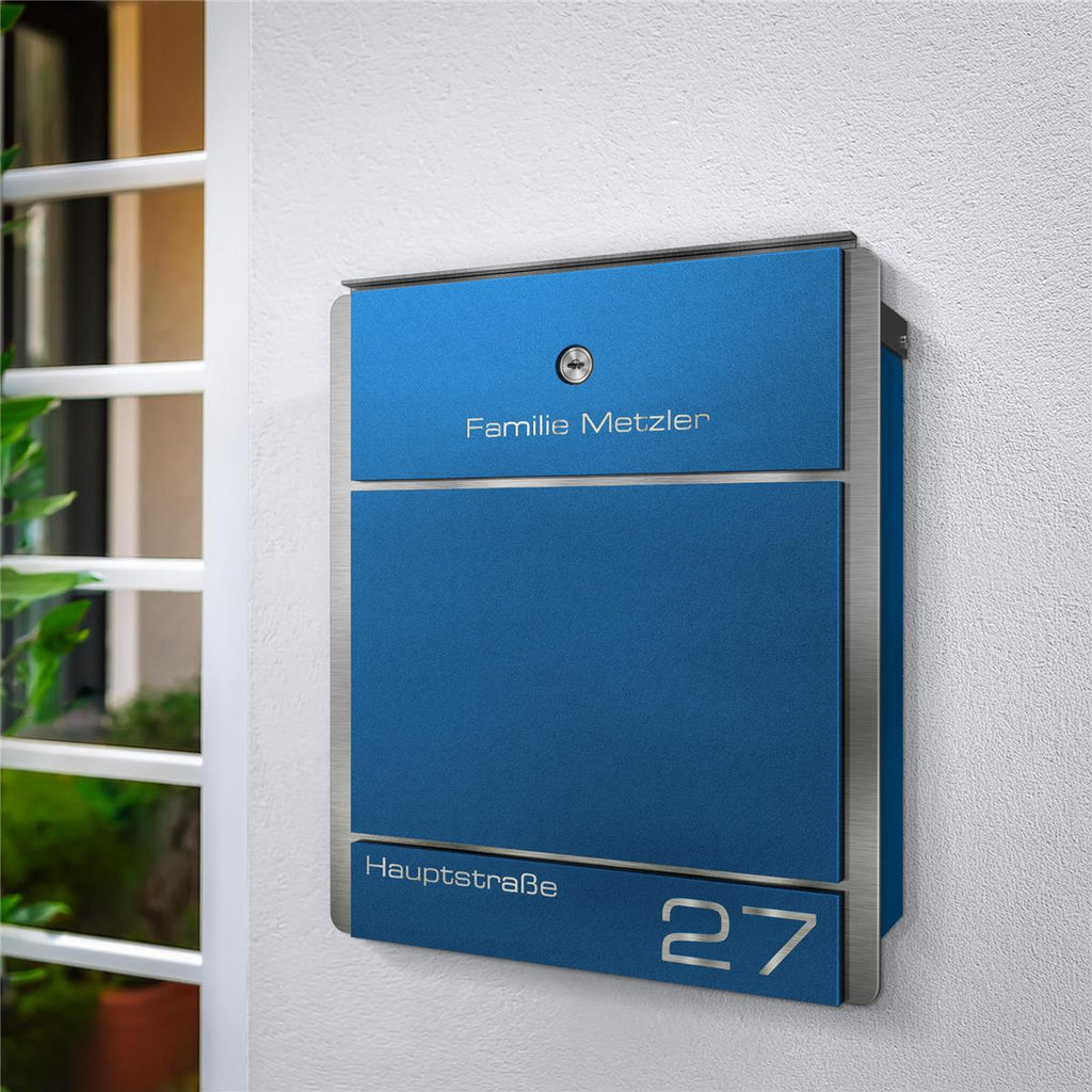 Metzler Briefkasten aus Edelstahl | personalisiert mit Gravur | Zeitungsfach optional | Moris