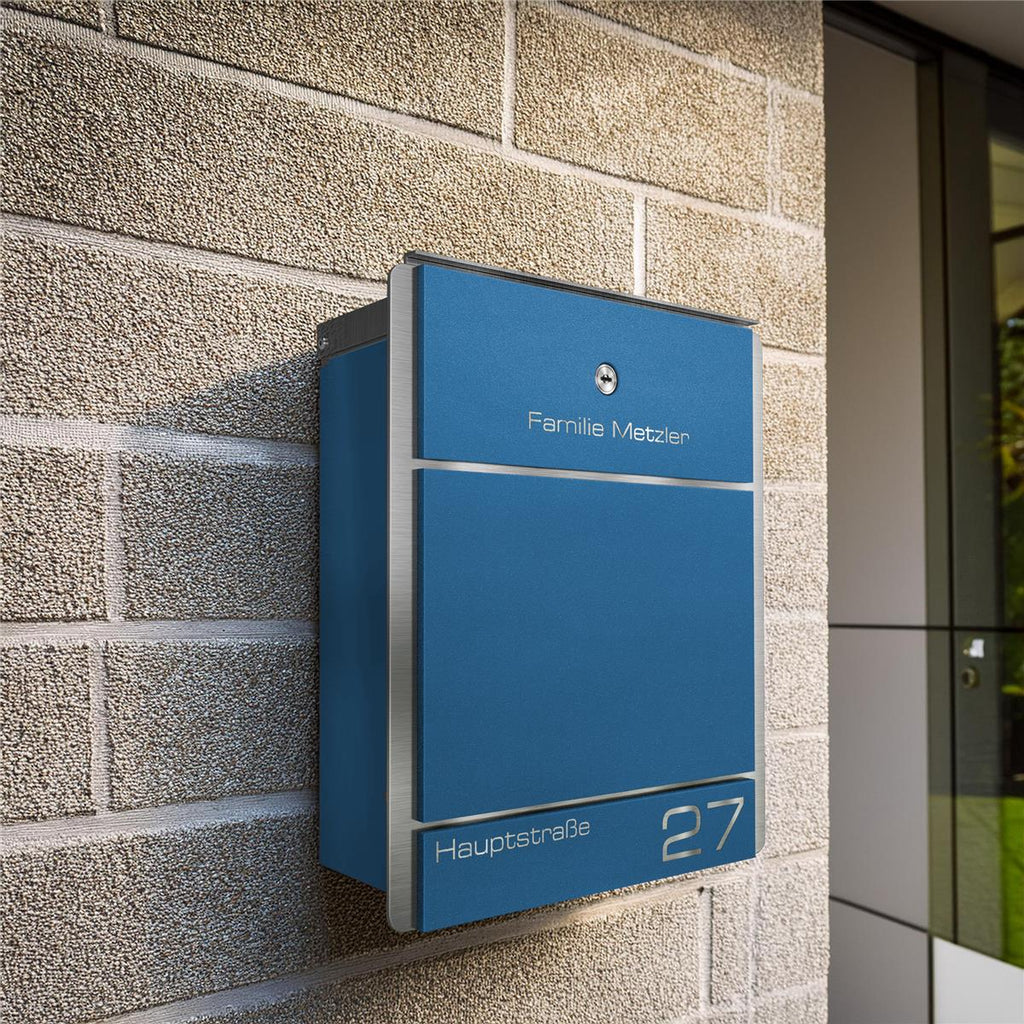 Metzler Briefkasten aus Edelstahl | personalisiert mit Gravur | Zeitungsfach optional | Moris