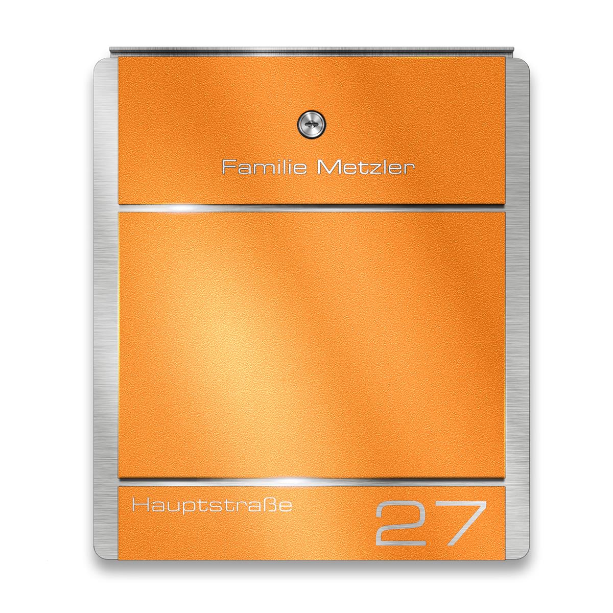 Metzler Briefkasten aus Edelstahl | personalisiert mit Gravur | Zeitungsfach optional | Moris