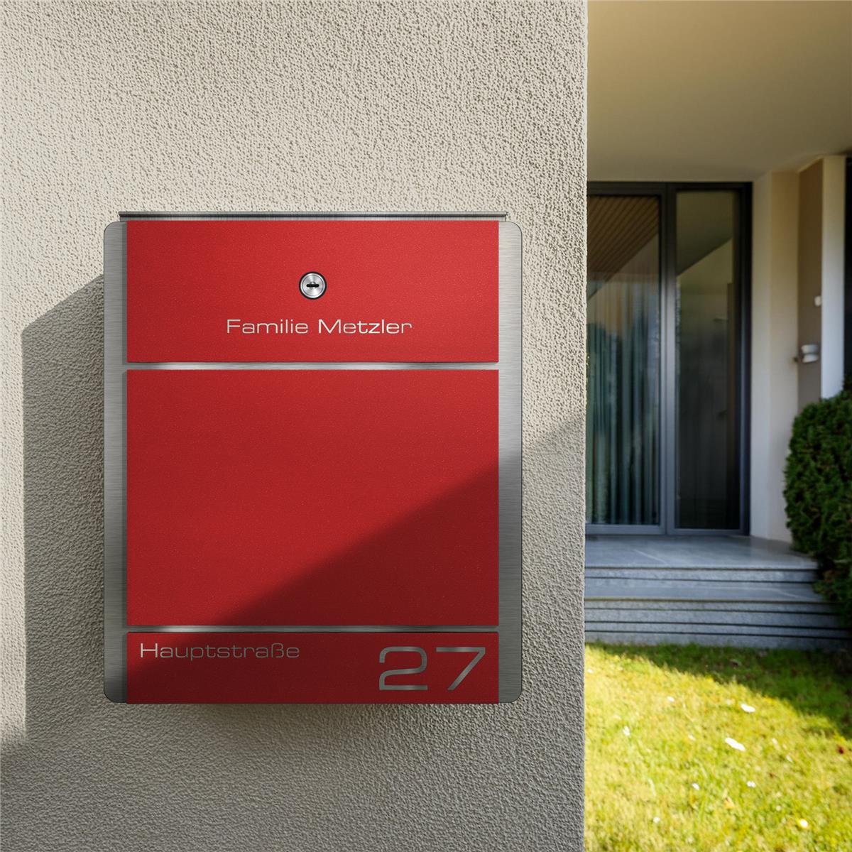 Metzler Briefkasten aus Edelstahl | personalisiert mit Gravur | Zeitungsfach optional | Moris