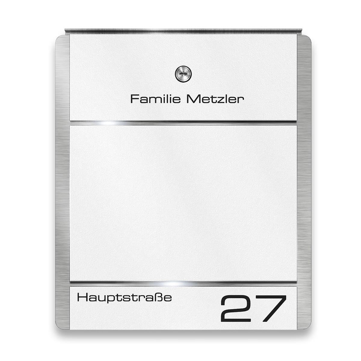 Metzler Briefkasten aus Edelstahl | personalisiert mit Gravur | Zeitungsfach optional | Moris