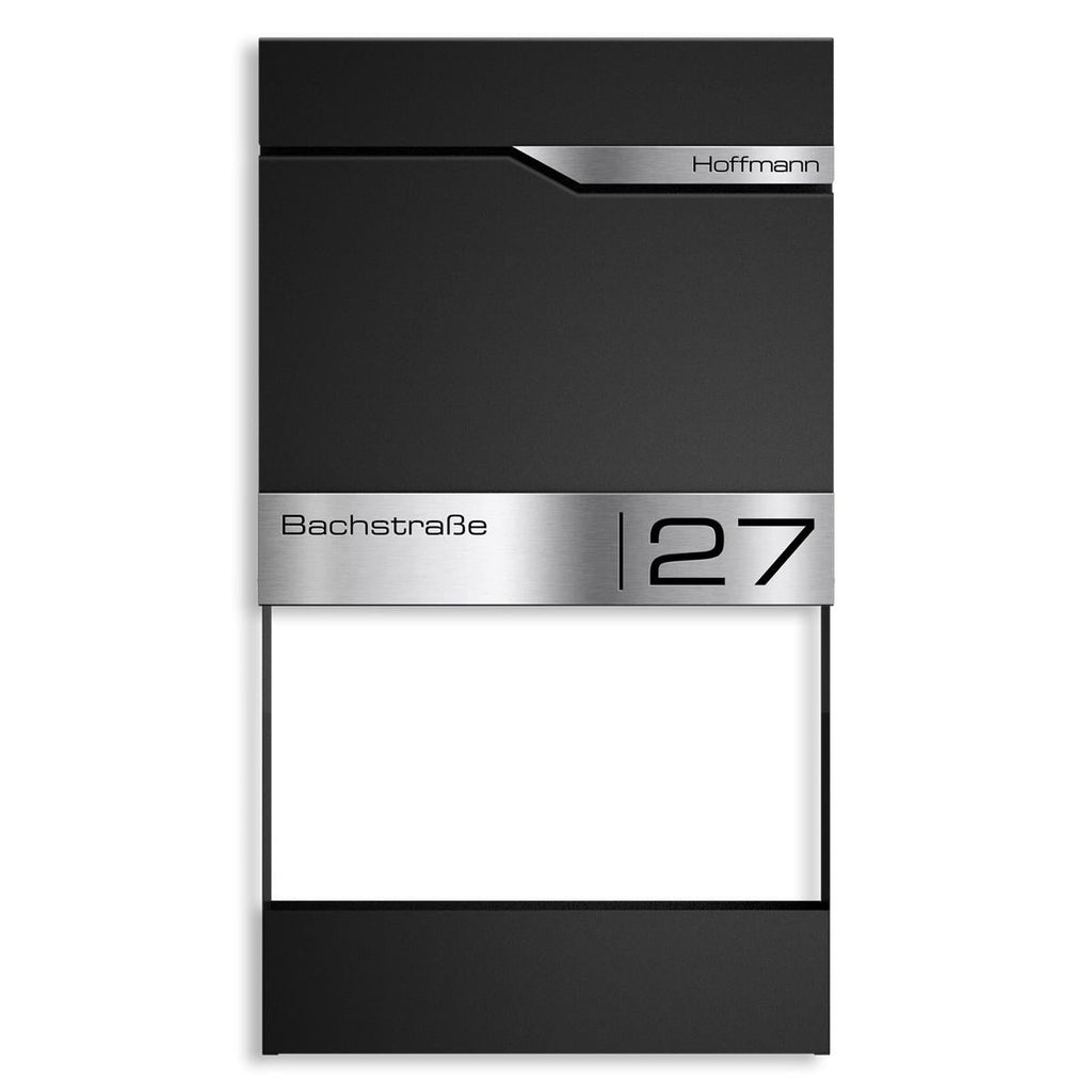Metzler Briefkasten mit Blumenkasten | personalisiert mit Gravur | Edelstahl-Namensschild | Siebert Frame J