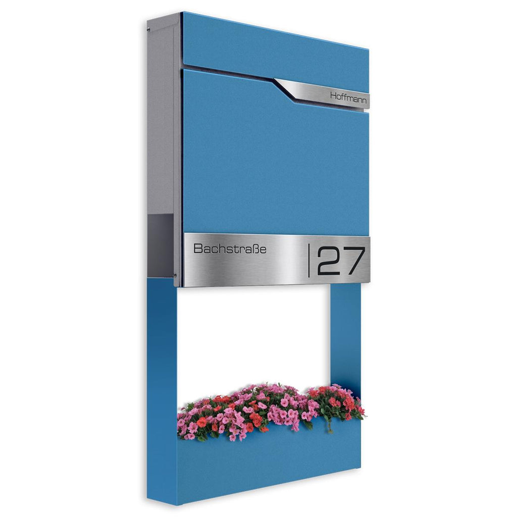 Metzler Briefkasten mit Blumenkasten | personalisiert mit Gravur | Edelstahl-Namensschild | Siebert Frame J