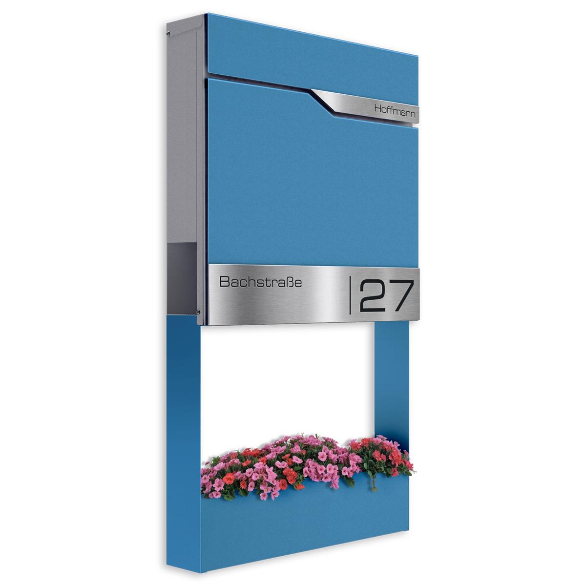 Metzler Briefkasten mit Blumenkasten | personalisiert mit Gravur | Edelstahl-Namensschild | Siebert Frame J