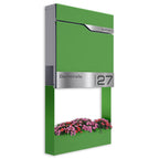 Metzler Briefkasten mit Blumenkasten | personalisiert mit Gravur | Edelstahl-Namensschild | Siebert Frame J