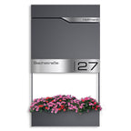 Metzler Briefkasten mit Blumenkasten | personalisiert mit Gravur | Edelstahl-Namensschild | Siebert Frame J