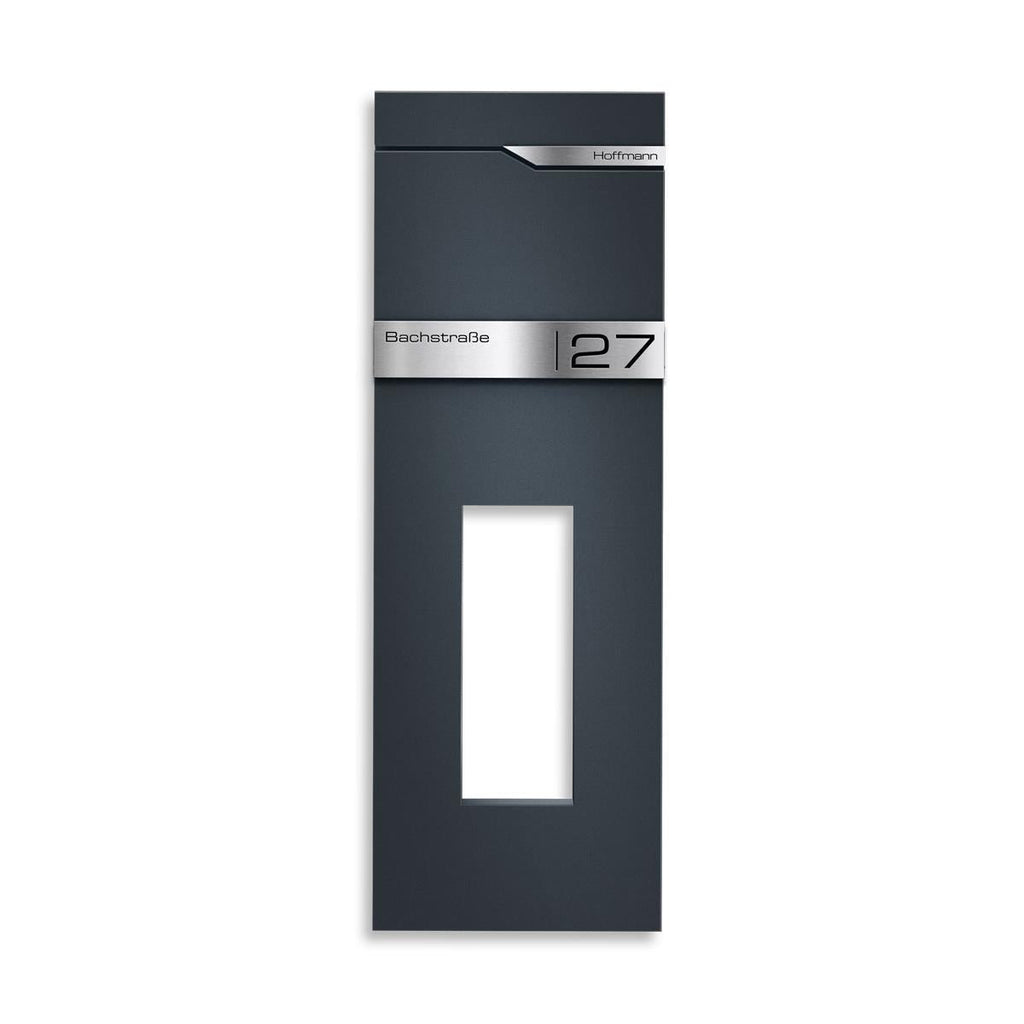 Metzler Briefkastenständer in RAL 7016 Anthrazit | Design Standfuß rostfrei | Anna 2