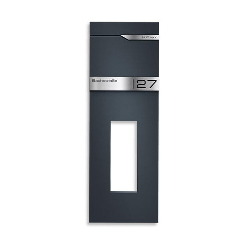 Metzler Briefkastenständer in RAL 7016 Anthrazit | Design Standfuß rostfrei | Anna 2