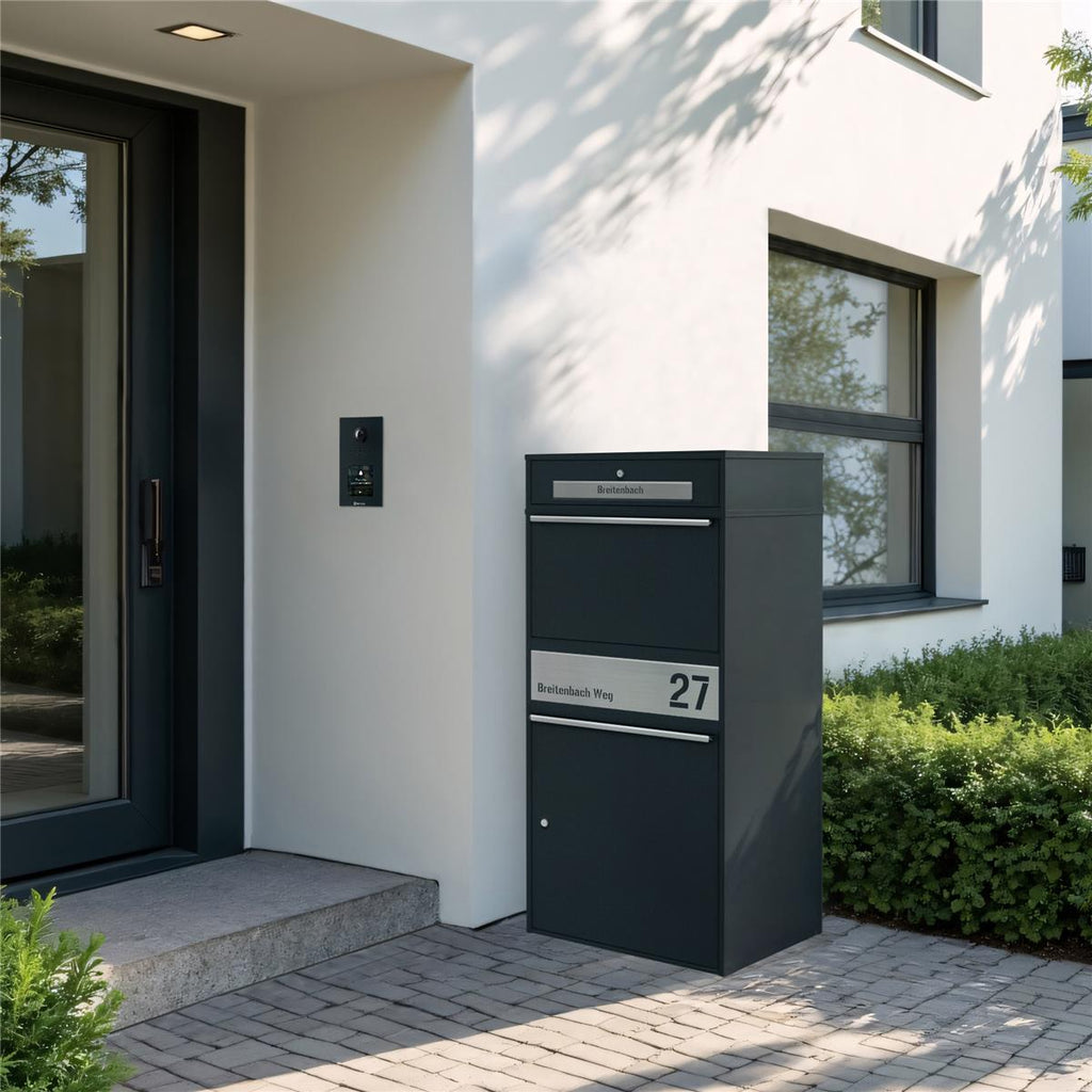Metzler Paketbox XL mit Briefkasten | Paketkasten rostfrei | personalisiert mit Gravur | Bispo Max 2