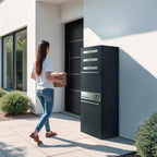 Metzler Paketbox XL mit 3 Briefkästen | Paketkasten rostfrei | personalisiert mit Gravur | Bispo Max 2