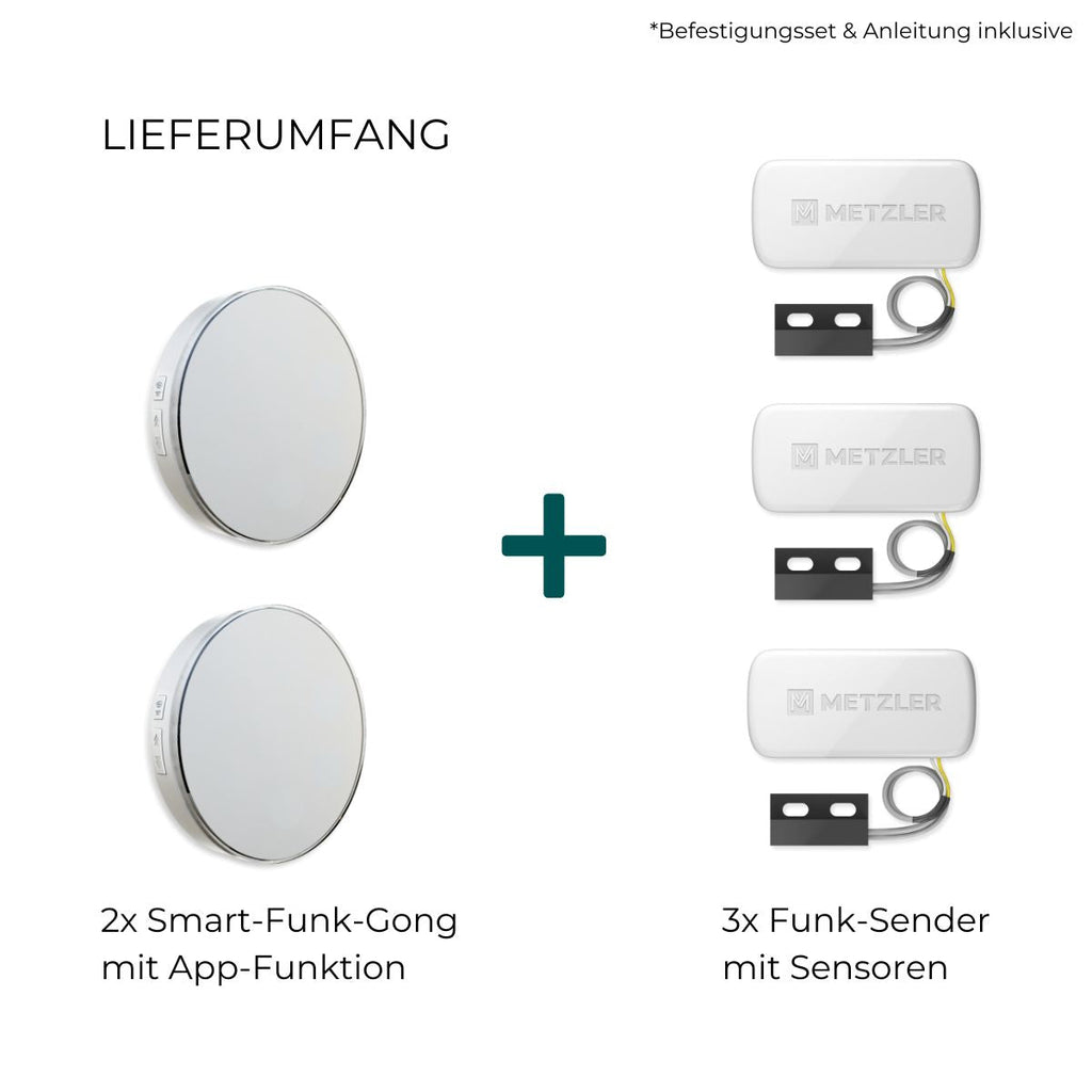 Metzler Zustellbenachrichtigung per App und Funk-Gong – passend zur Modellreihe Zivo mit zwei Brieffächern