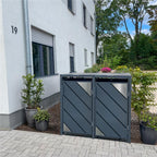 Metzler Mülltonnenbox mit Edelstahl Akzenten | 2er | 240l | Anthrazit | mit Sichtstreifen | rostfrei & massiv