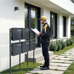 Metzler Standbriefkasten Mehrfamilienhaus in RAL 7016 Anthrazit | 6er | personalisiert mit Gravur