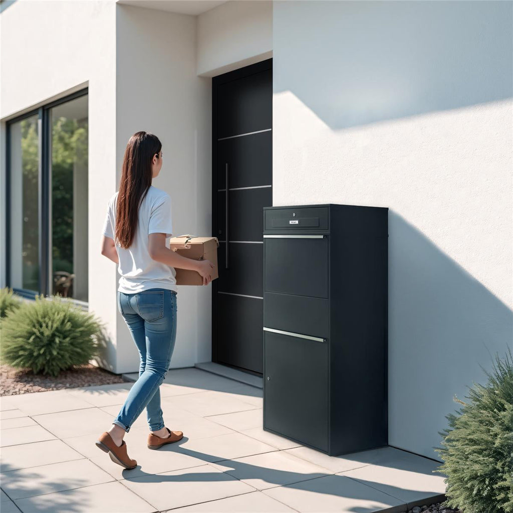 Metzler Paketbox XL mit Briefkasten | Mit austauschbarem Namensschild | Bispo Max RE