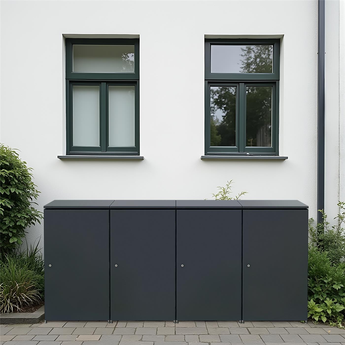 Metzler Mülltonnenbox | 4er | 240l | aus Aluminium | rostfrei & massiv