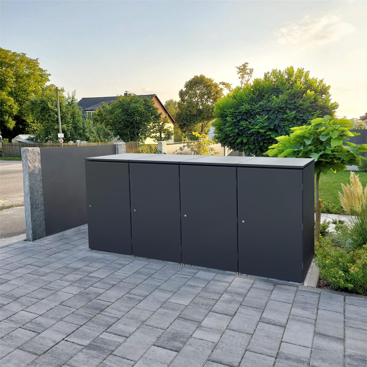 Metzler Mülltonnenbox | 4er | 240l | aus Aluminium | rostfrei & massiv