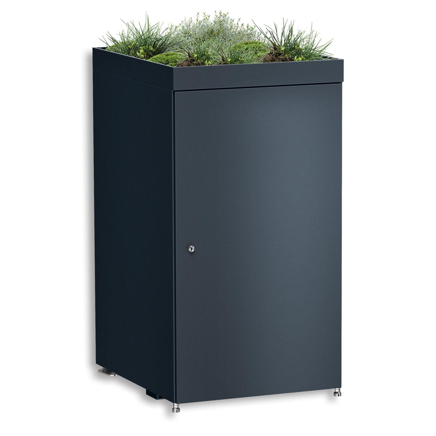 Metzler Mülltonnenbox mit Pflanzdach | 1er | 240l | aus Aluminium | rostfrei & massiv