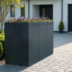Metzler Mülltonnenbox mit Pflanzdach | 3er | 240l | aus Aluminium | rostfrei & massiv