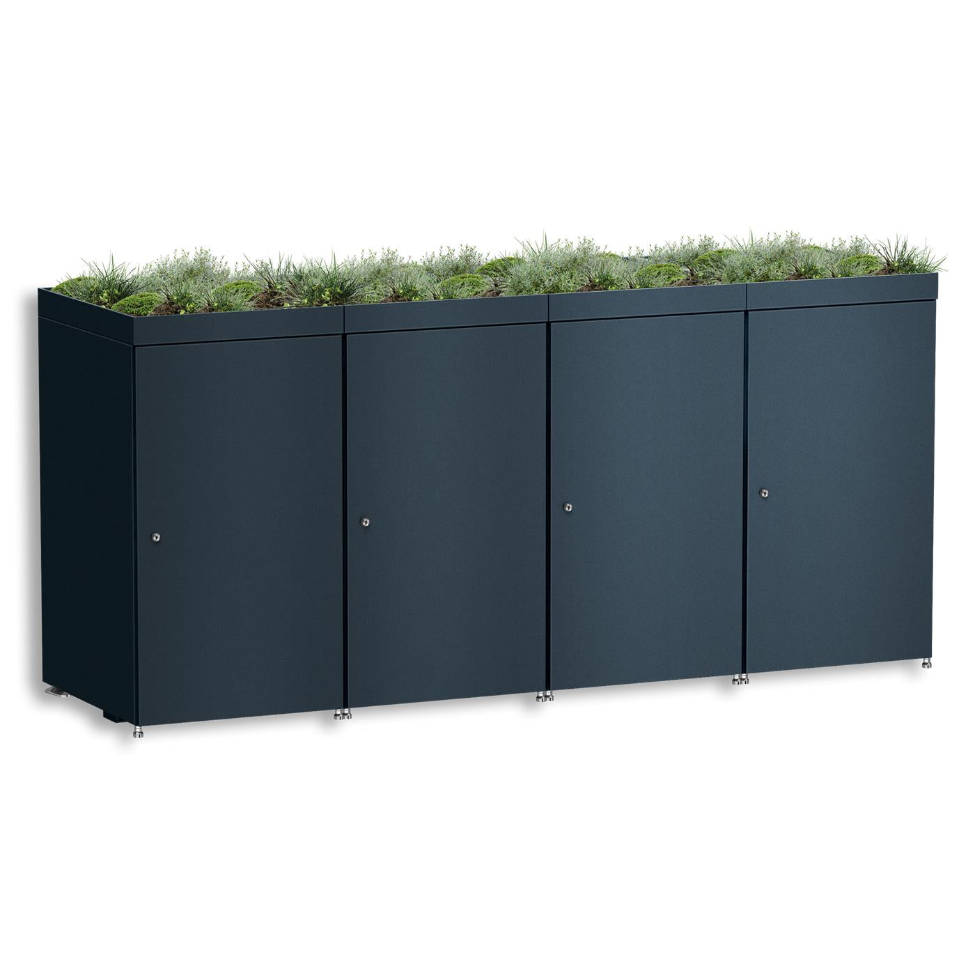 Metzler Mülltonnenbox mit Pflanzdach | 4er | 240l | aus Aluminium | rostfrei & massiv