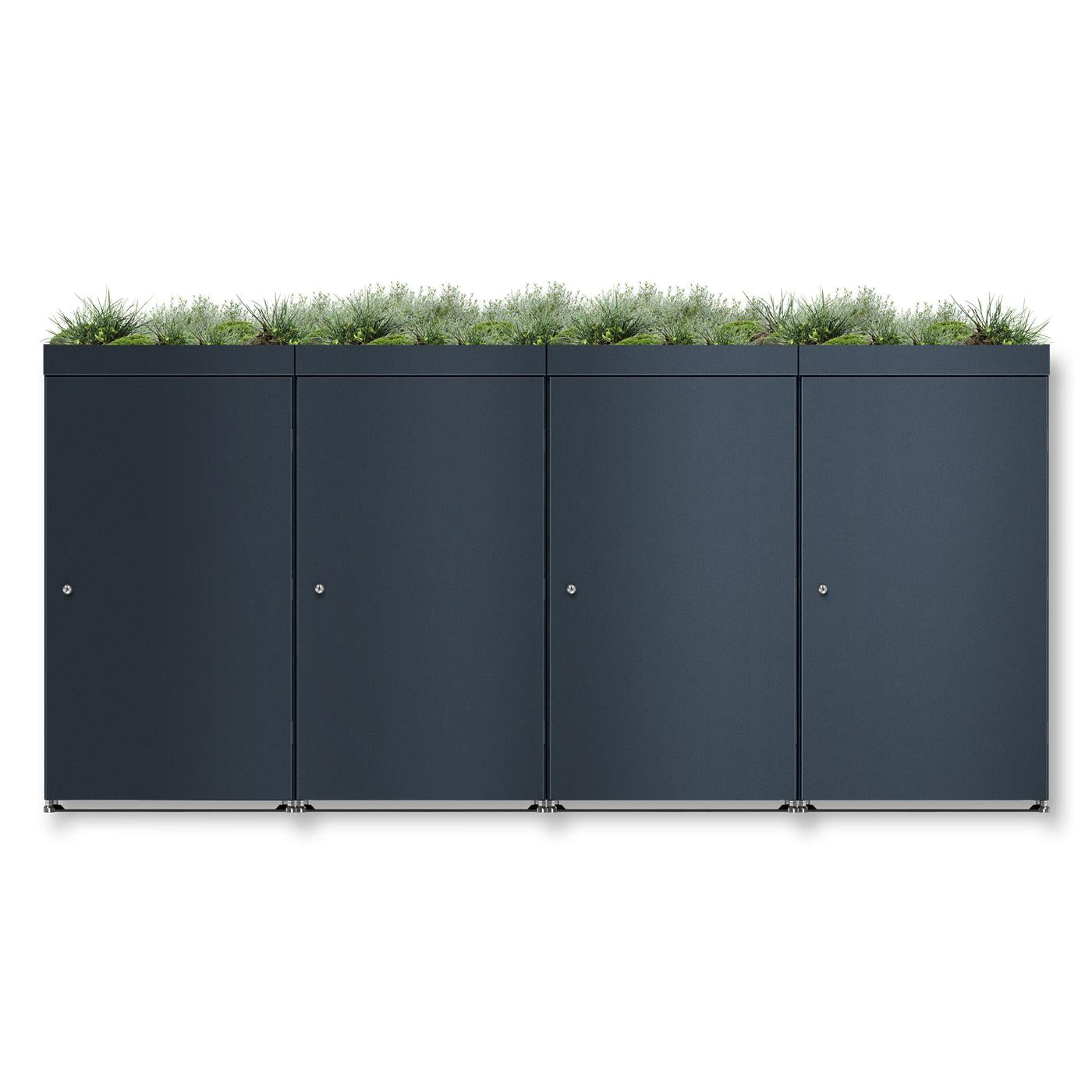 Metzler Mülltonnenbox mit Pflanzdach | 4er | 240l | aus Aluminium | rostfrei & massiv