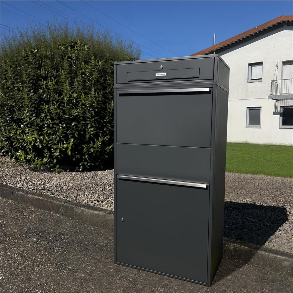 Metzler Paketbox XL mit Briefkasten | Mit austauschbarem Namensschild | Bispo Max RE