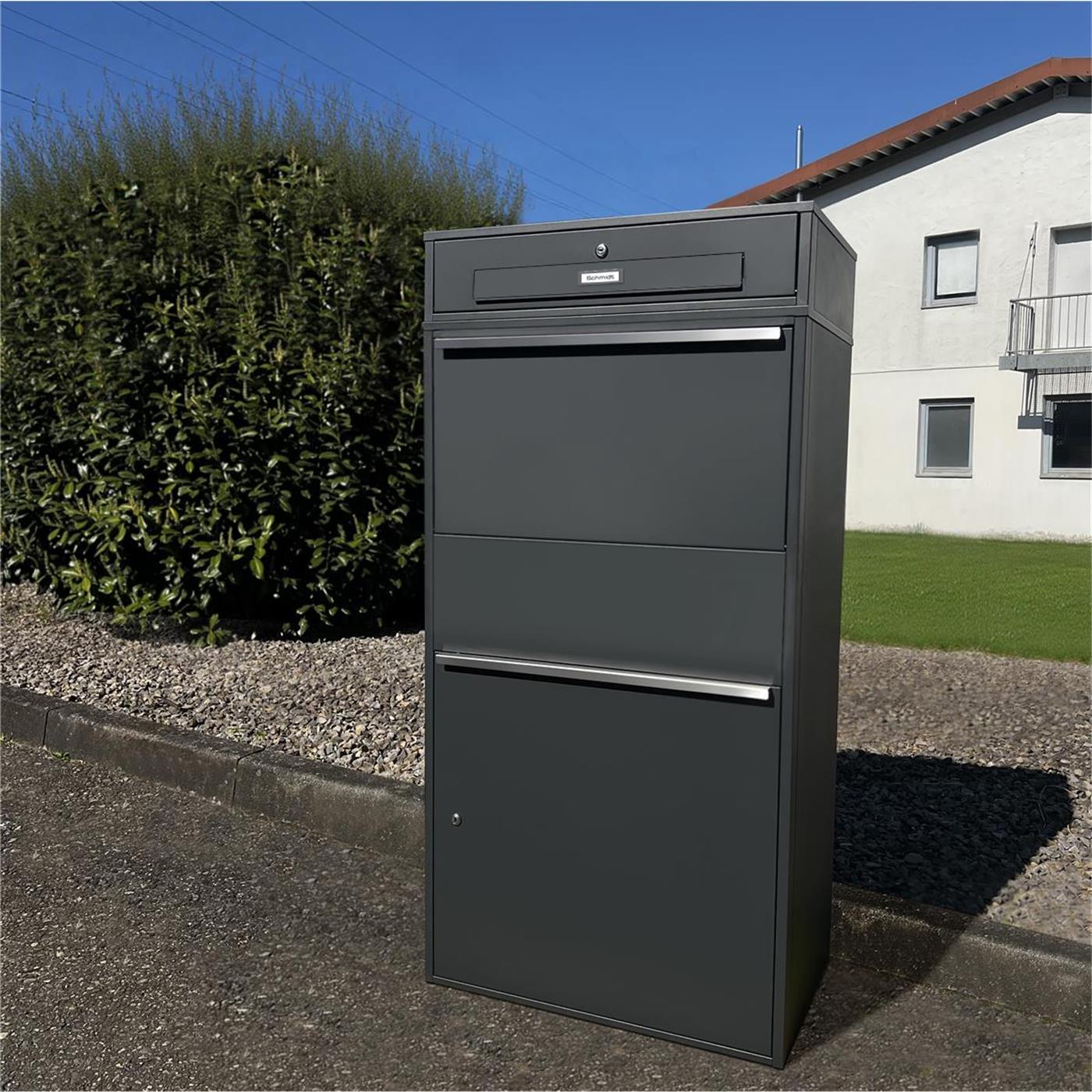 Metzler Paketbox XL mit Briefkasten | Mit austauschbarem Namensschild | Bispo Max RE