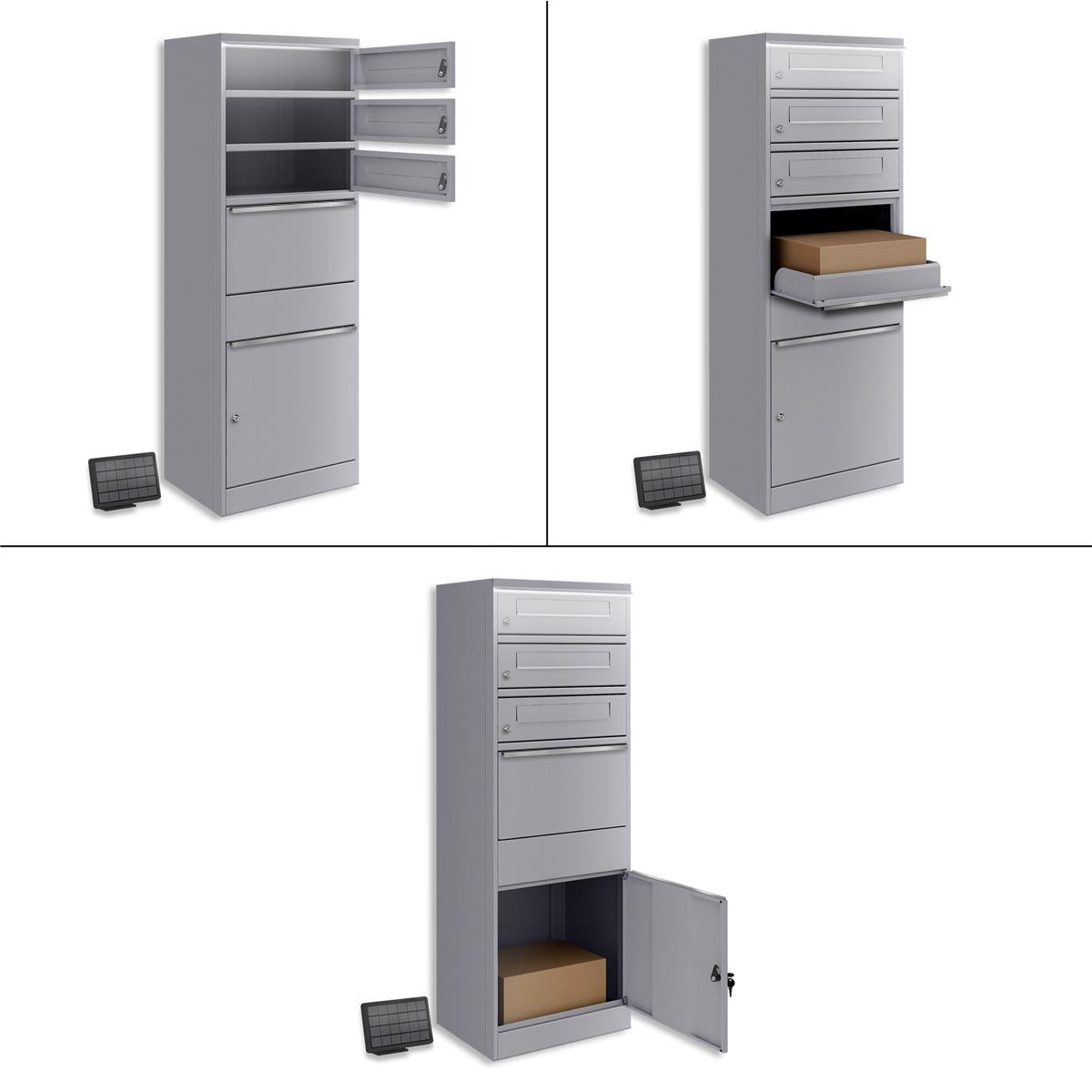 Metzler Paketbox mit 3 Briefkästen | LED | dreifacher Briefeinwurf | Bispo