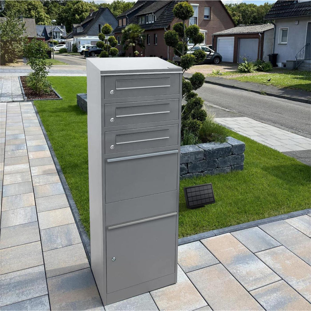 Metzler Paketbox mit 3 Briefkästen | LED | dreifacher Briefeinwurf | Bispo