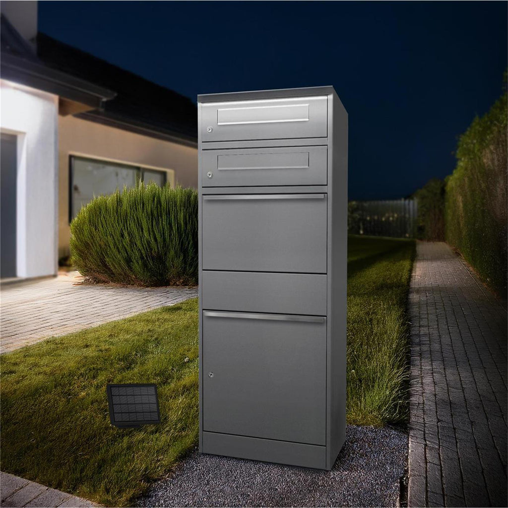 Metzler Paketbox mit 3 Briefkästen | LED | dreifacher Briefeinwurf | Bispo