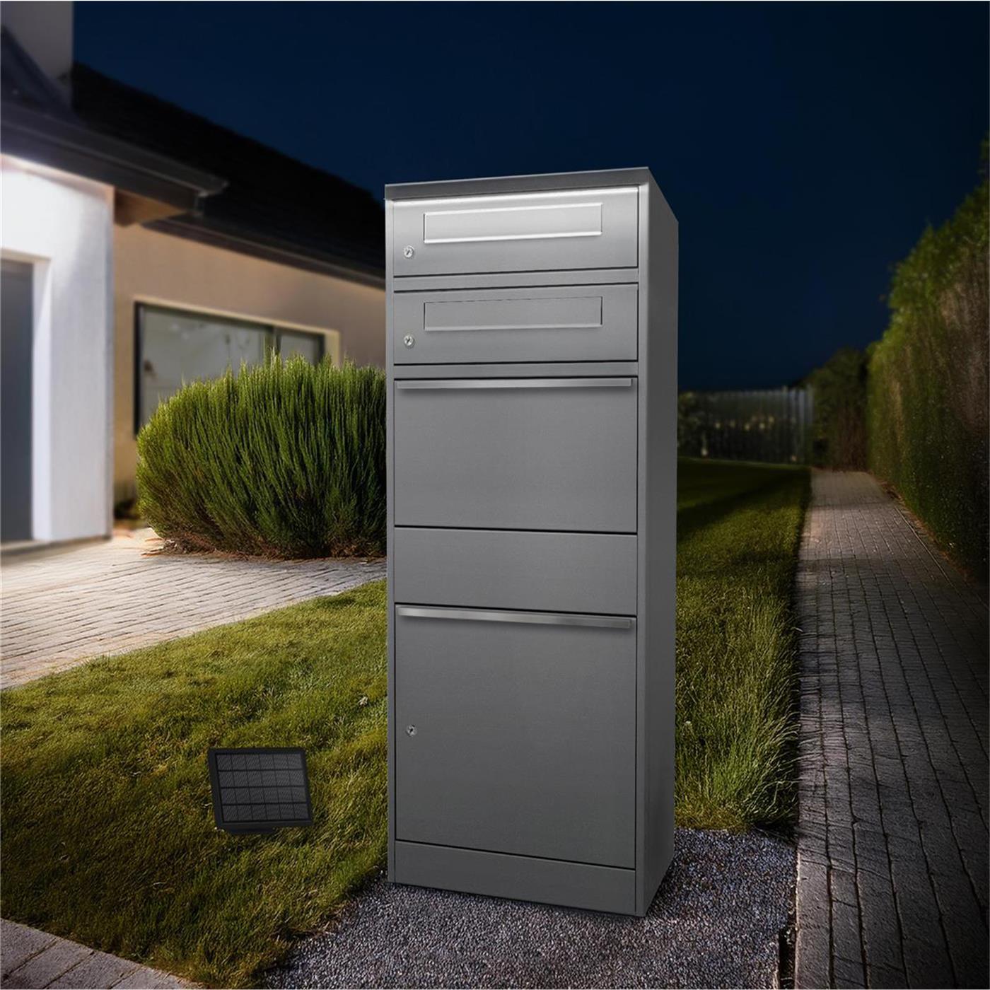 Metzler Paketbox mit 3 Briefkästen | LED | dreifacher Briefeinwurf | Bispo