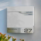 Metzler Briefkasten mit zwei Edelstahl-Namensschildern | personalisiert mit Gravur | Albrecht