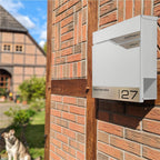 Metzler Briefkasten mit zwei Edelstahl-Namensschildern | personalisiert mit Gravur | Albrecht