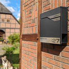 Metzler Briefkasten mit zwei Edelstahl-Namensschildern | personalisiert mit Gravur | Albrecht