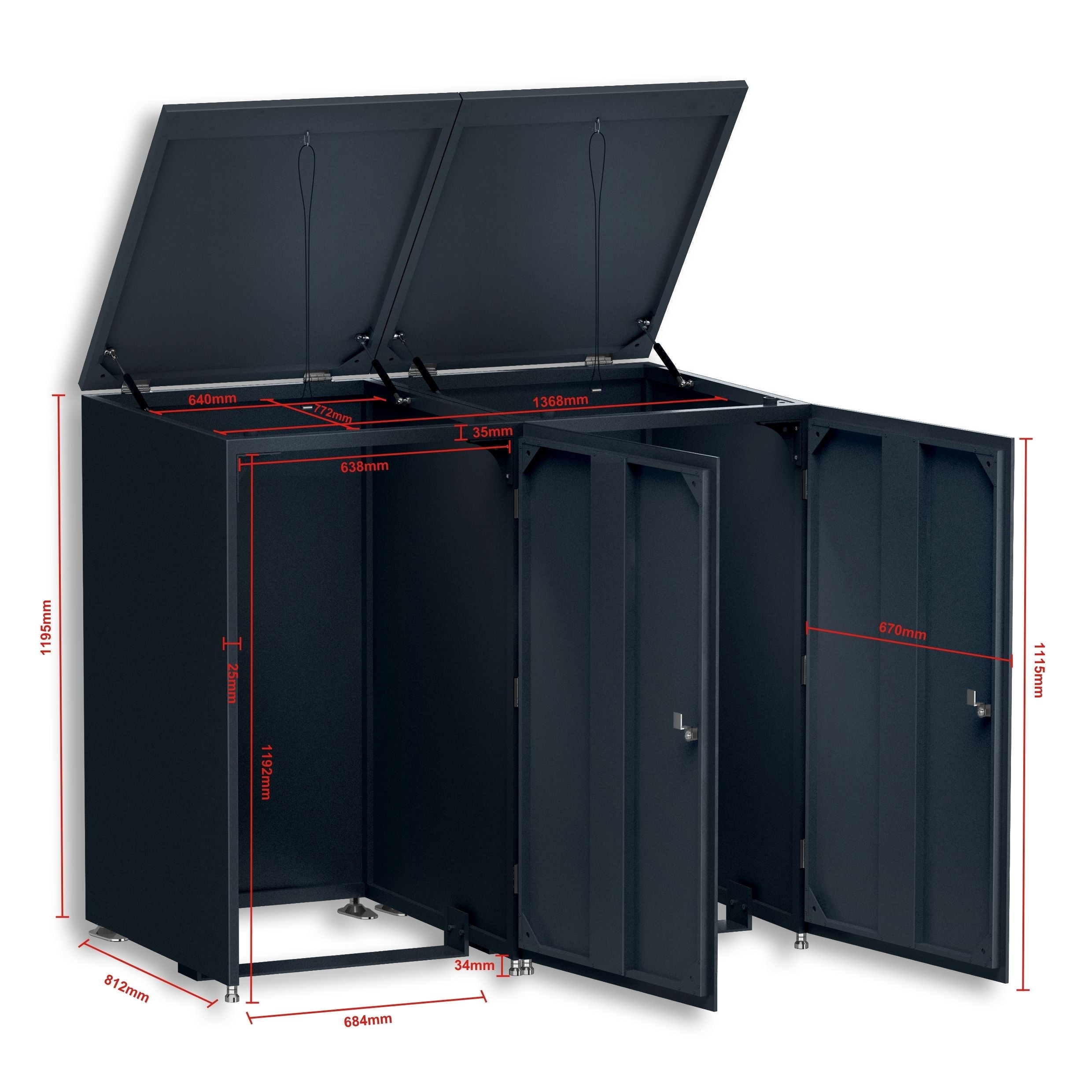 Metzler Mülltonnenbox | 2er | 240l | aus Aluminium | rostfrei & massiv