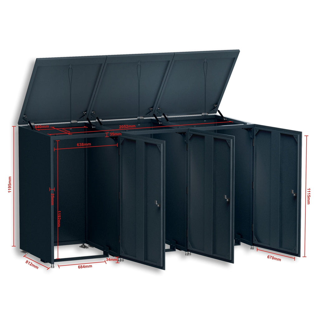 Metzler Mülltonnenbox | 3er | 240l | aus Aluminium | rostfrei & massiv