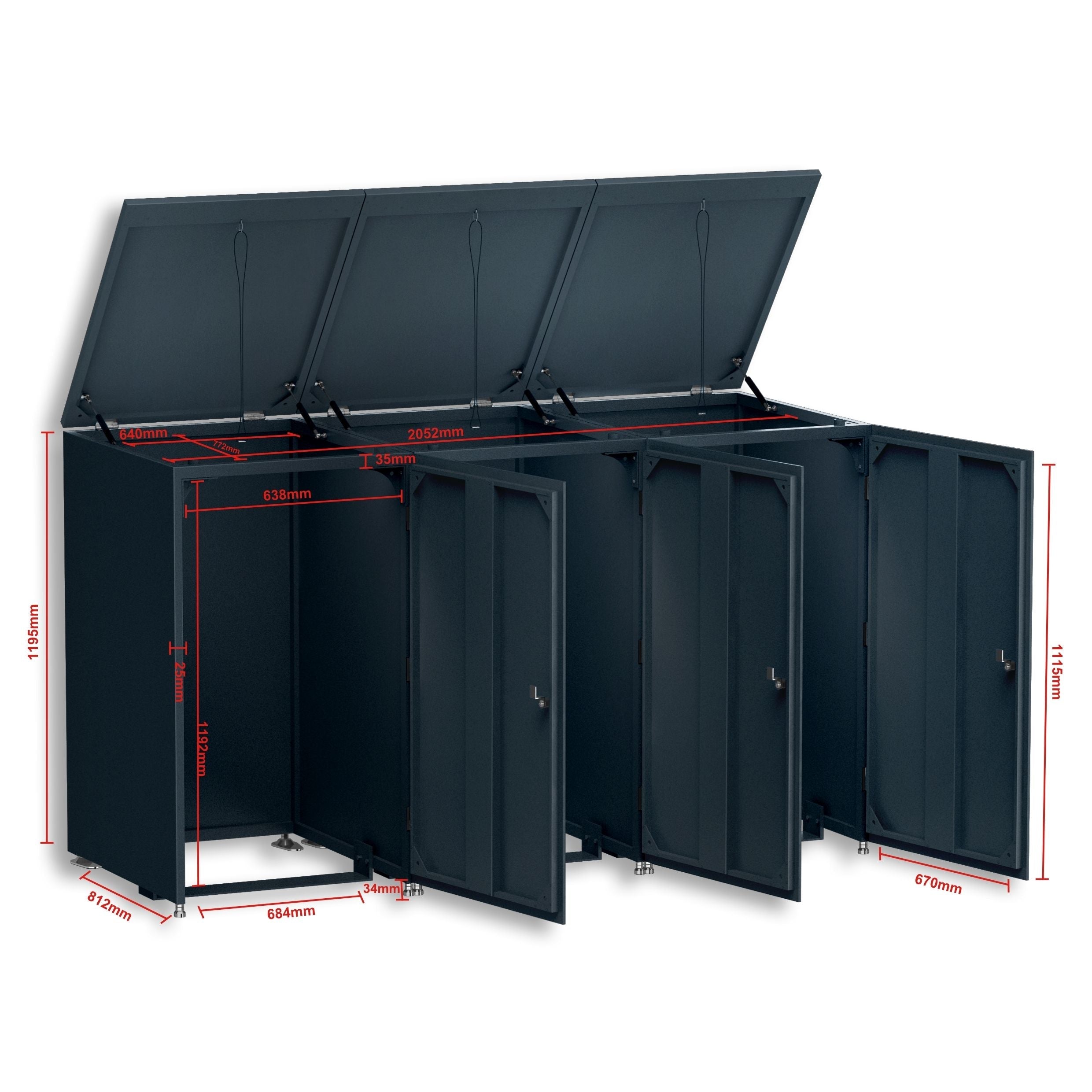 Metzler Mülltonnenbox | 3er | 240l | aus Aluminium | rostfrei & massiv