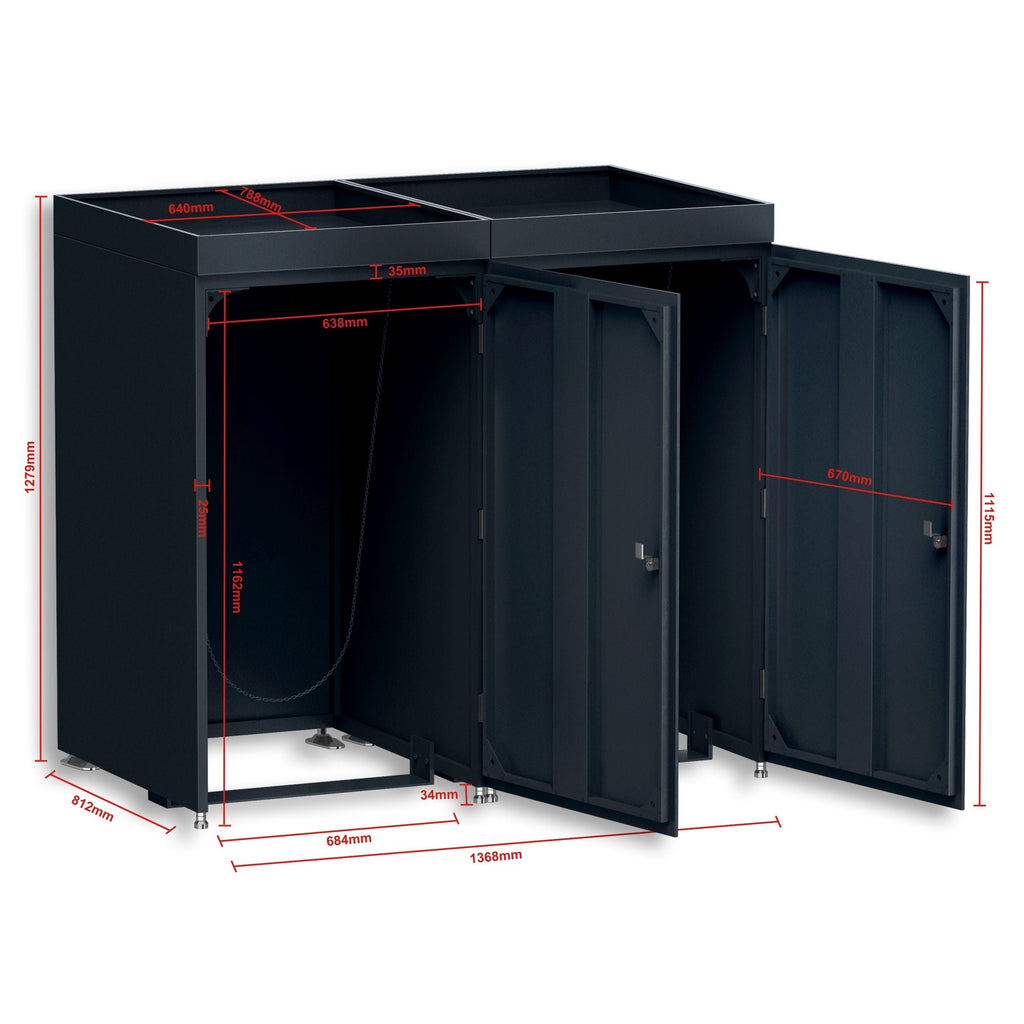 Metzler Mülltonnenbox mit Pflanzdach | 2er | 240l | aus Aluminium | rostfrei & massiv