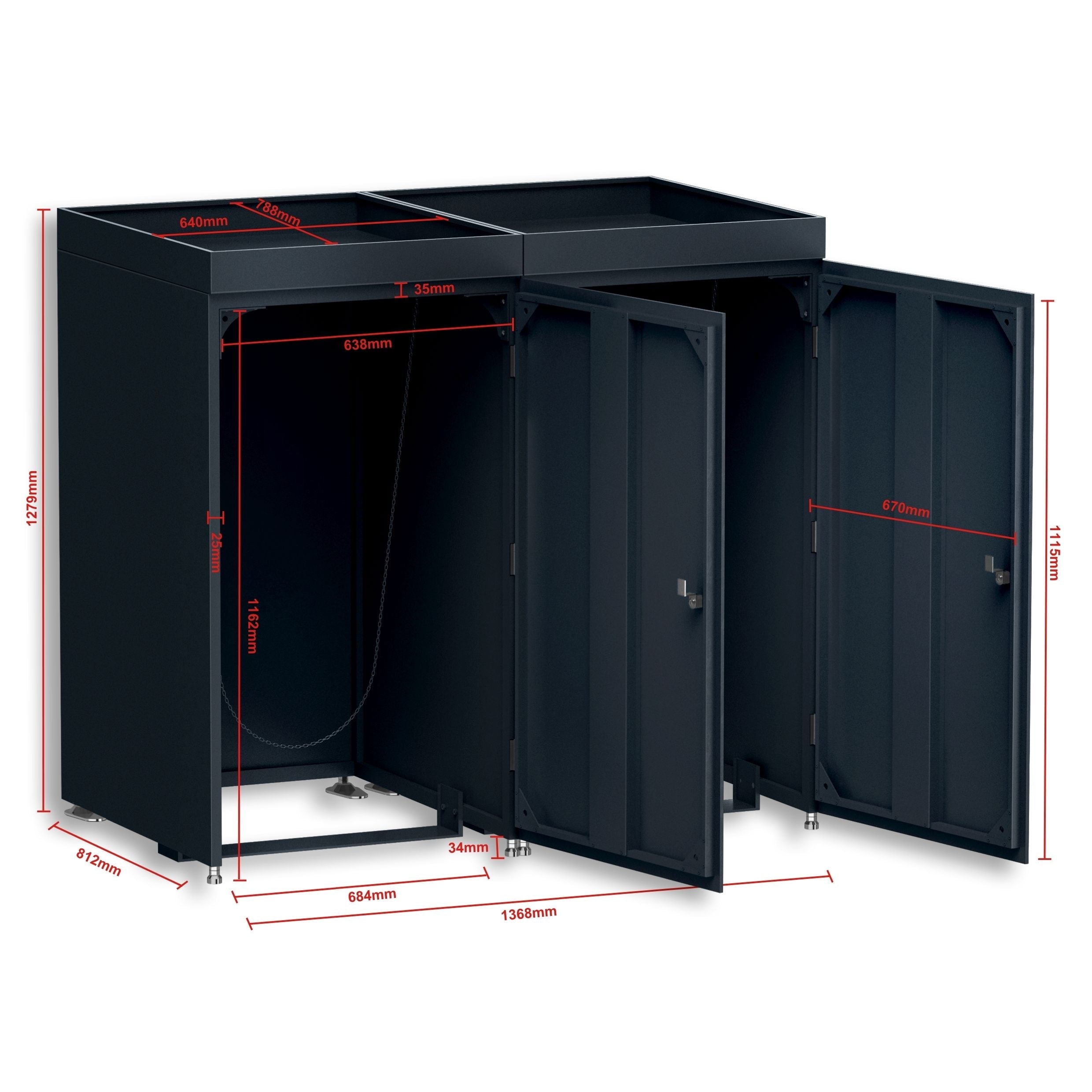Metzler Mülltonnenbox mit Pflanzdach | 2er | 240l | aus Aluminium | rostfrei & massiv