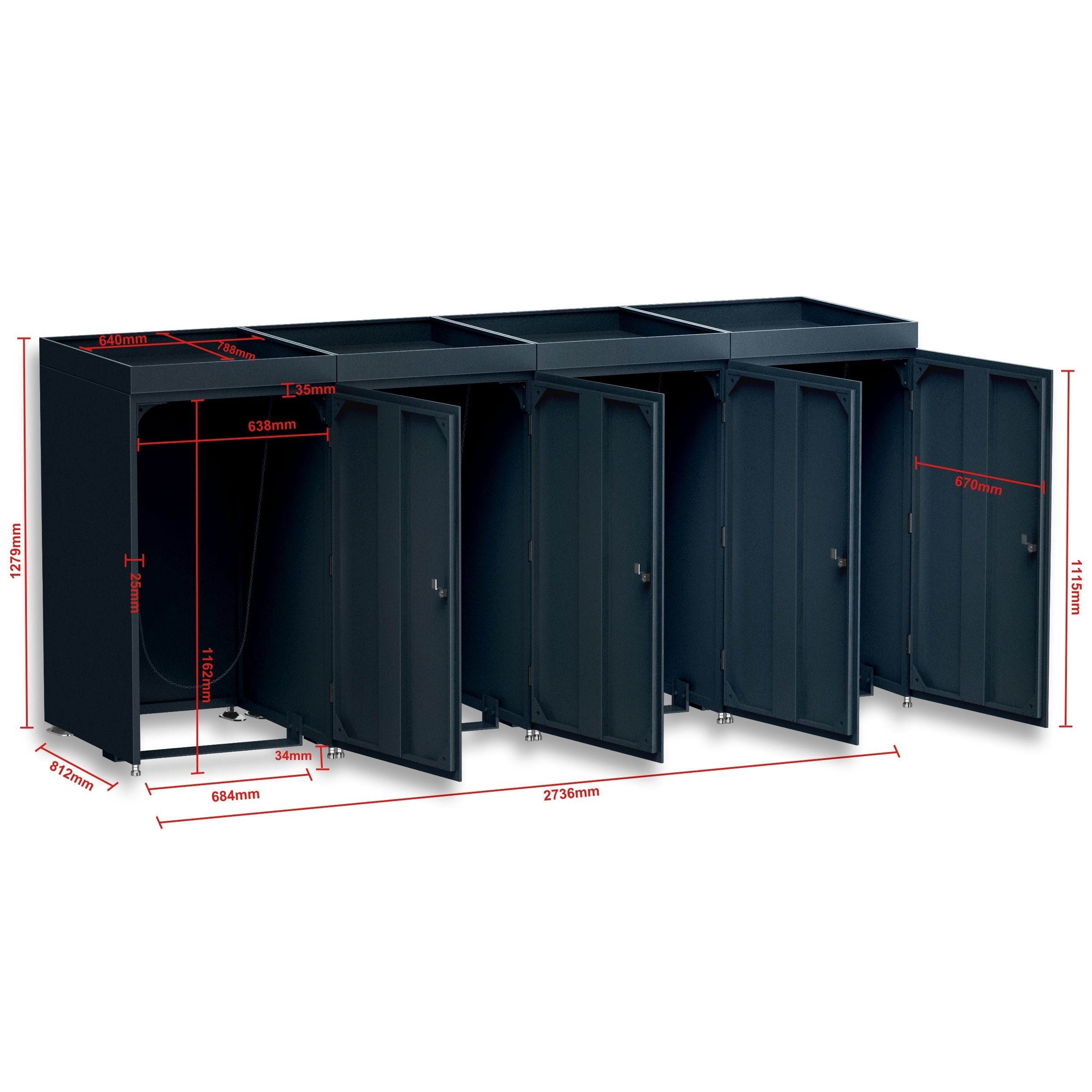 Metzler Mülltonnenbox mit Pflanzdach | 4er | 240l | aus Aluminium | rostfrei & massiv