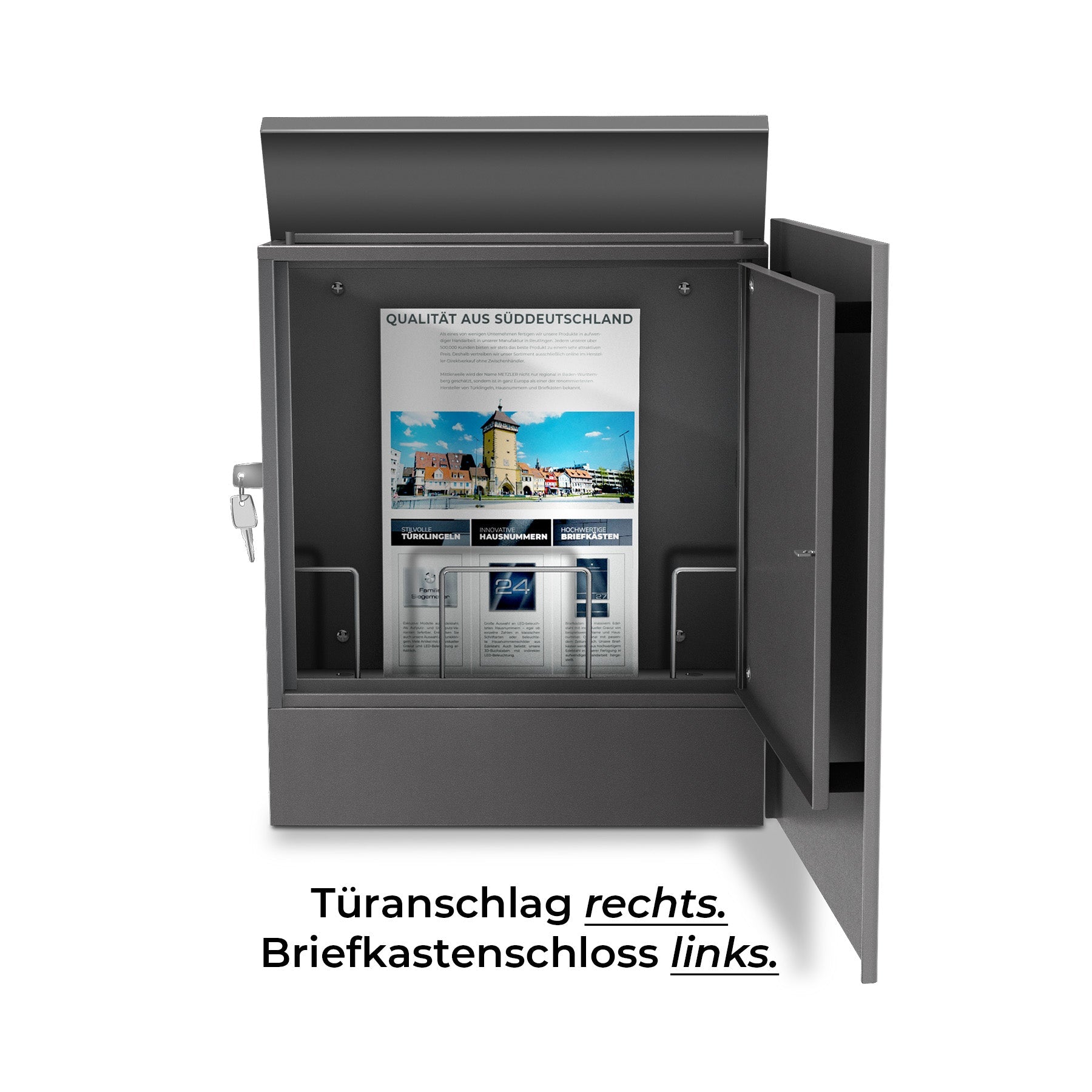 Metzler Briefkasten aus hochwertigem Stahl pulverbeschichtet | personalisiert mit Gravur | Lepo 1