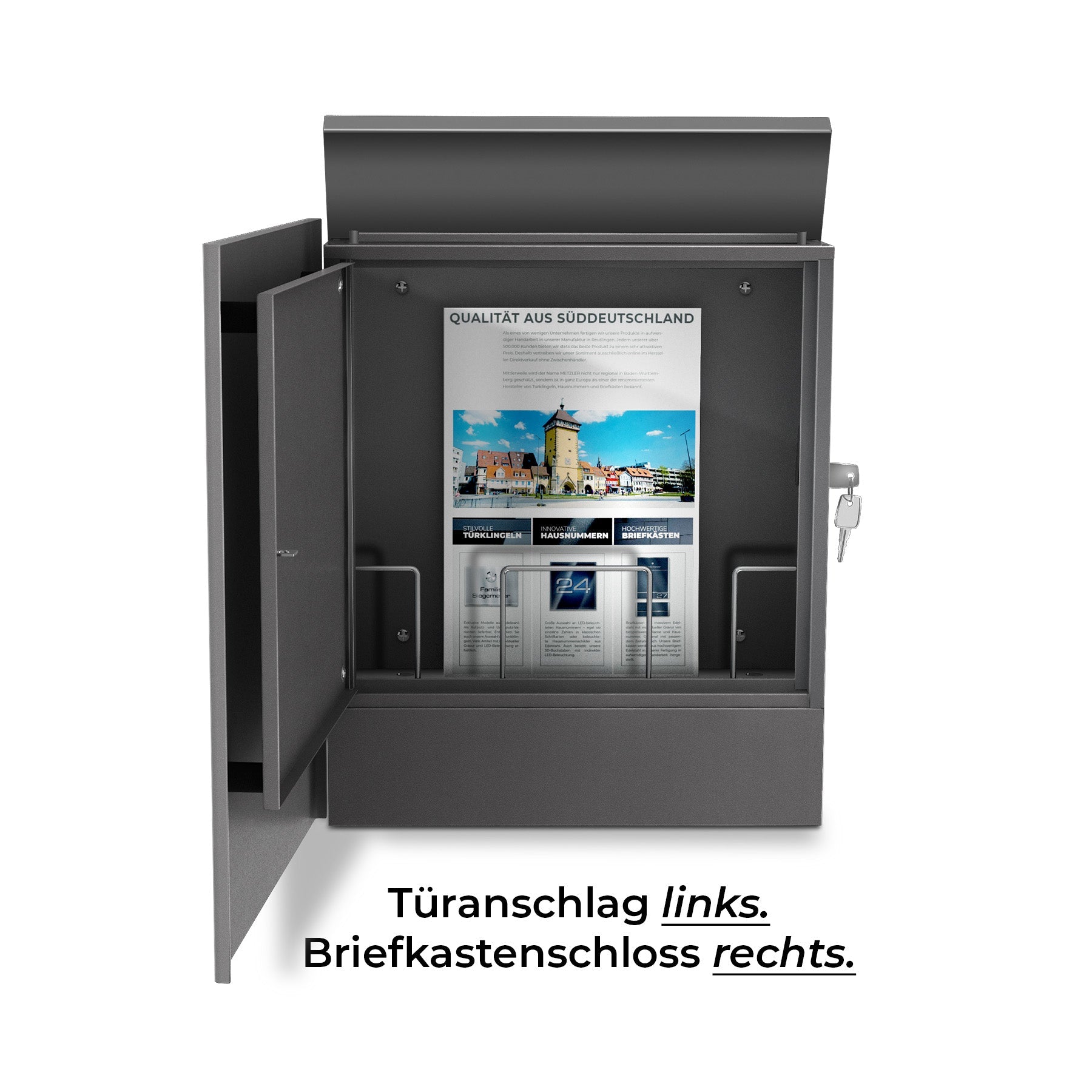 Metzler Briefkasten aus hochwertigem Stahl pulverbeschichtet | personalisiert mit Gravur | Lepo 1